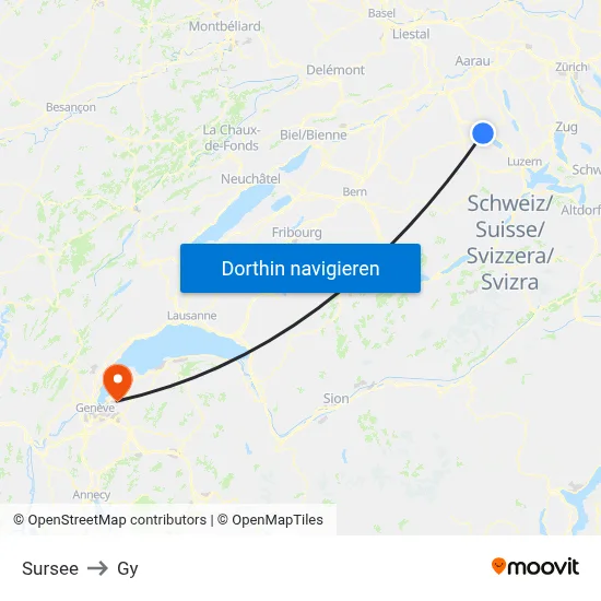 Sursee to Gy map