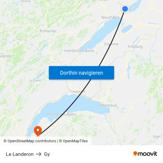 Le Landeron to Gy map