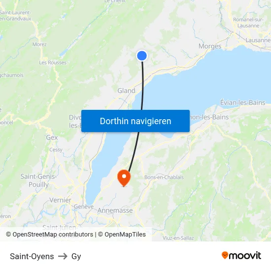 Saint-Oyens to Gy map