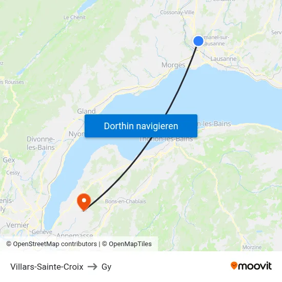 Villars-Sainte-Croix to Gy map