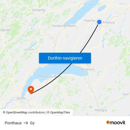 Ponthaux to Gy map