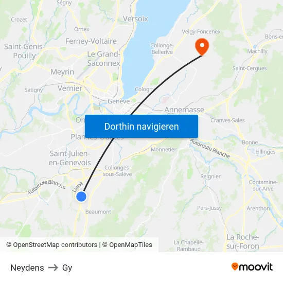 Neydens to Gy map