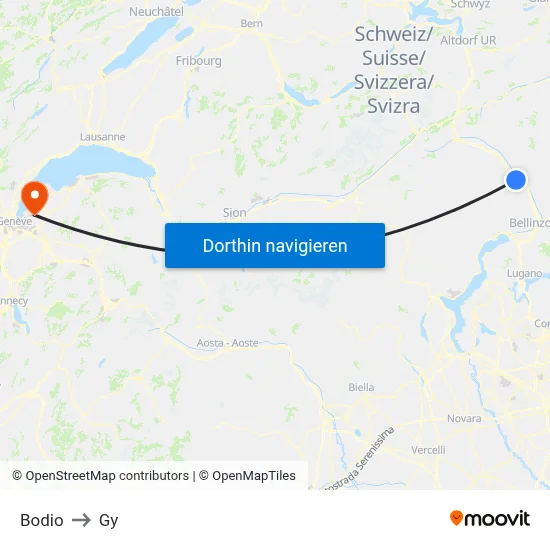 Bodio to Gy map
