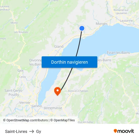 Saint-Livres to Gy map