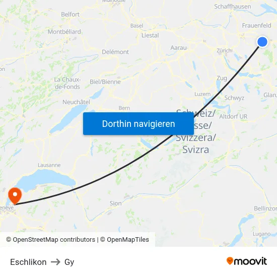 Eschlikon to Gy map