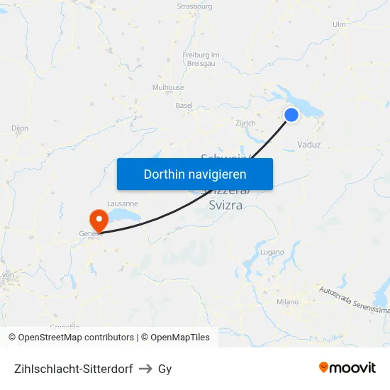 Zihlschlacht-Sitterdorf to Gy map