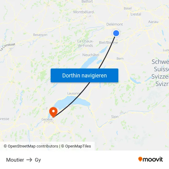 Moutier to Gy map