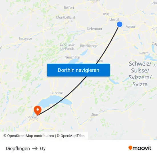 Diepflingen to Gy map