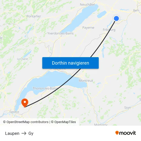 Laupen to Gy map
