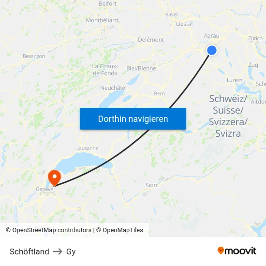 Schöftland to Gy map