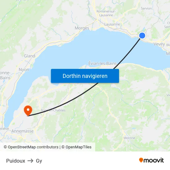 Puidoux to Gy map