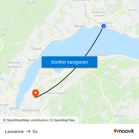 Lausanne to Gy map