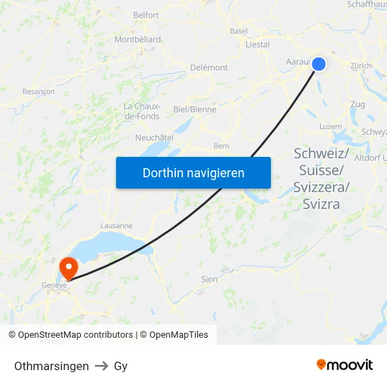 Othmarsingen to Gy map