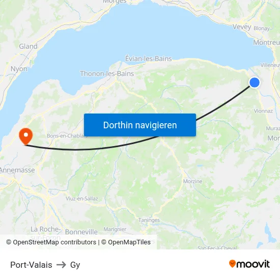 Port-Valais to Gy map
