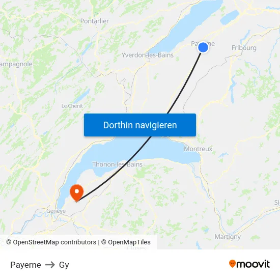 Payerne to Gy map