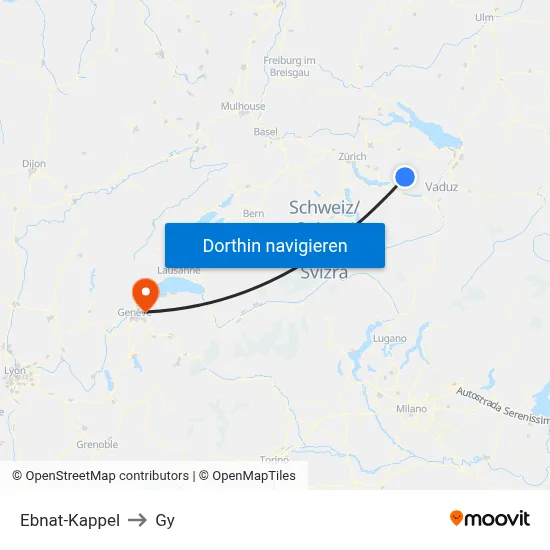 Ebnat-Kappel to Gy map