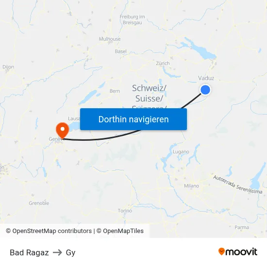 Bad Ragaz to Gy map