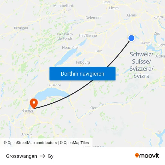 Grosswangen to Gy map