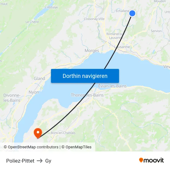 Poliez-Pittet to Gy map