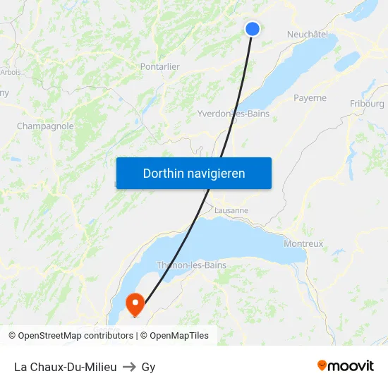 La Chaux-Du-Milieu to Gy map