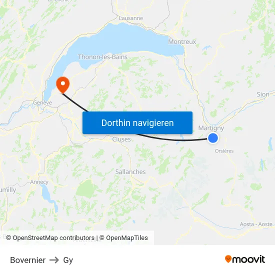 Bovernier to Gy map