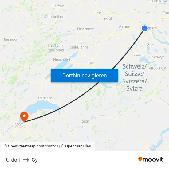 Urdorf to Gy map