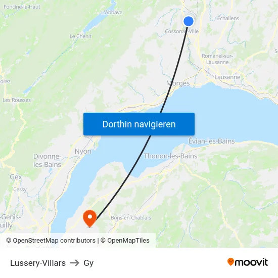 Lussery-Villars to Gy map