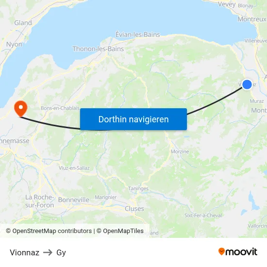 Vionnaz to Gy map