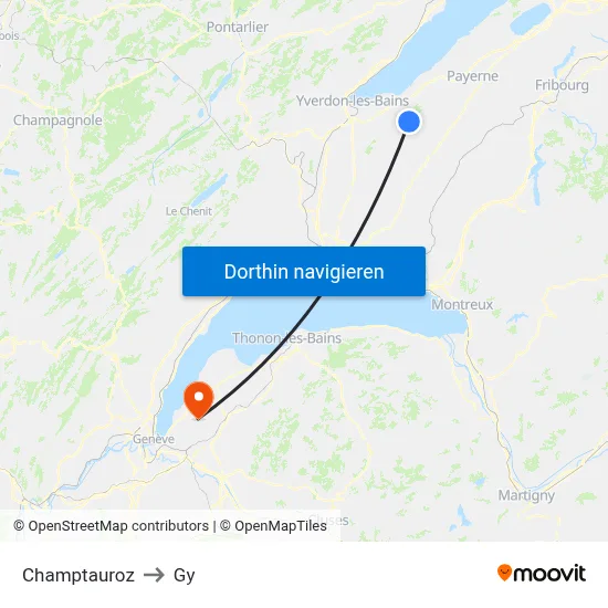 Champtauroz to Gy map