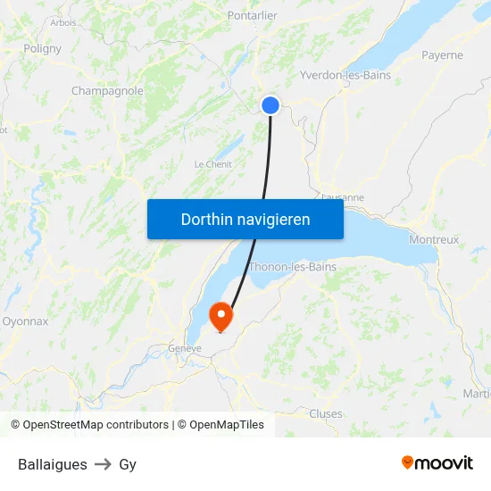 Ballaigues to Gy map