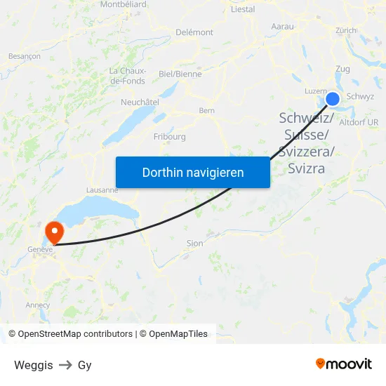 Weggis to Gy map