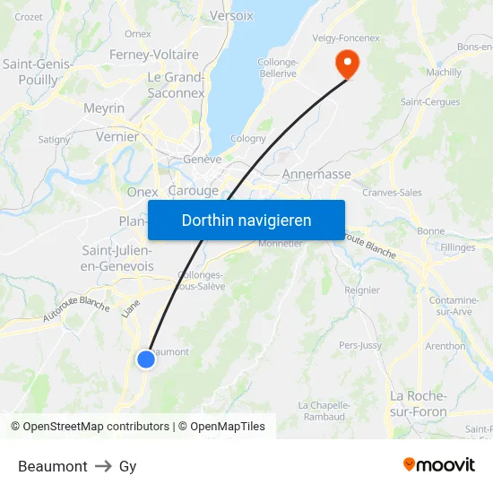 Beaumont to Gy map