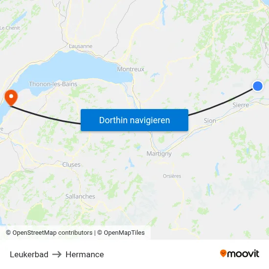 Leukerbad to Hermance map