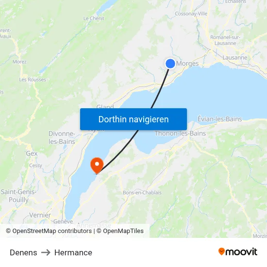 Denens to Hermance map