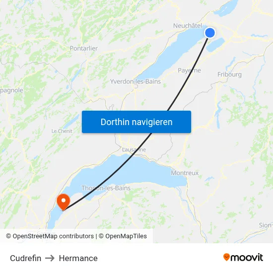 Cudrefin to Hermance map