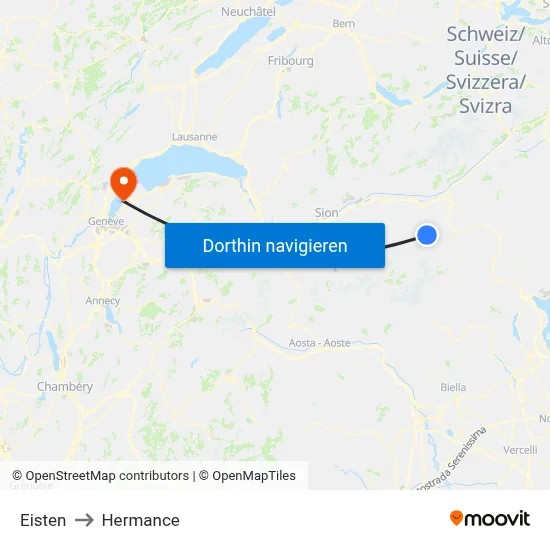 Eisten to Hermance map