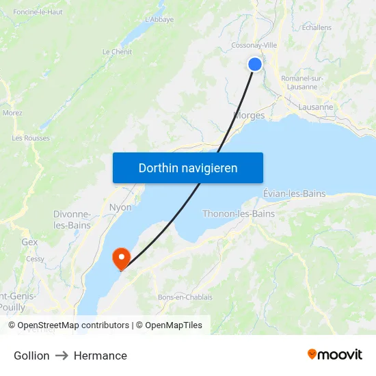 Gollion to Hermance map