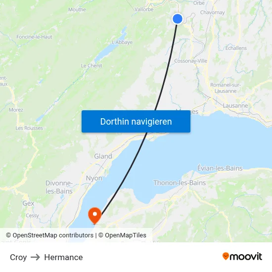 Croy to Hermance map