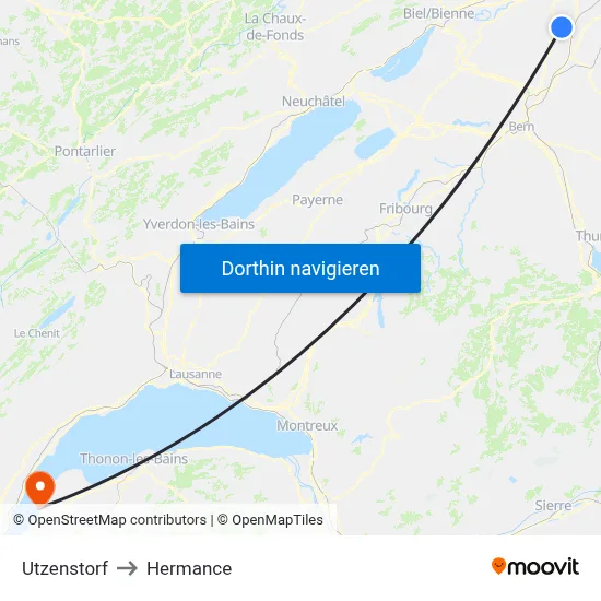 Utzenstorf to Hermance map