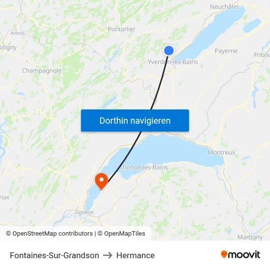Fontaines-Sur-Grandson to Hermance map