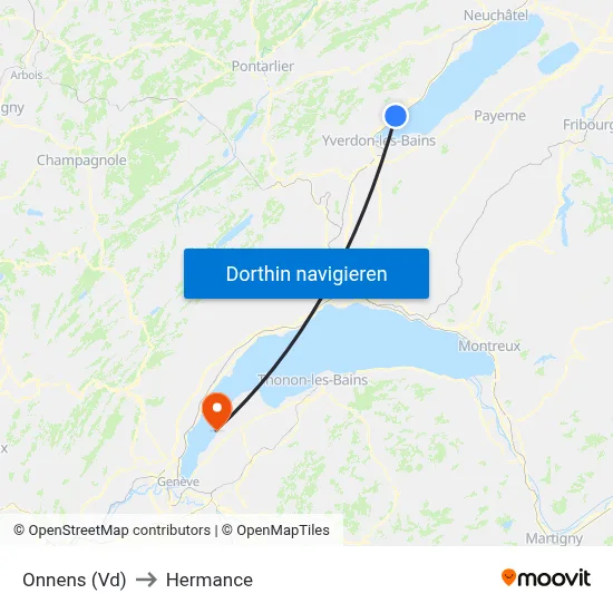 Onnens (Vd) to Hermance map
