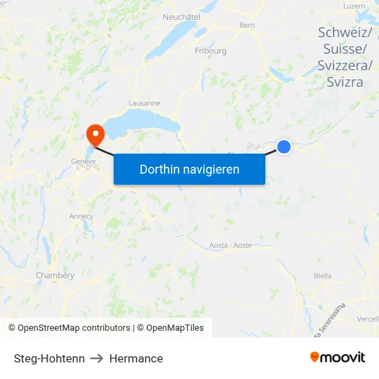 Steg-Hohtenn to Hermance map