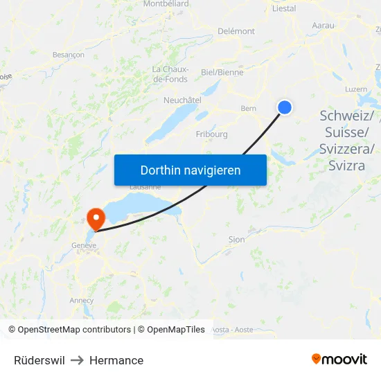Rüderswil to Hermance map