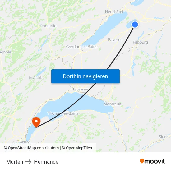 Murten to Hermance map