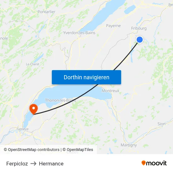 Ferpicloz to Hermance map