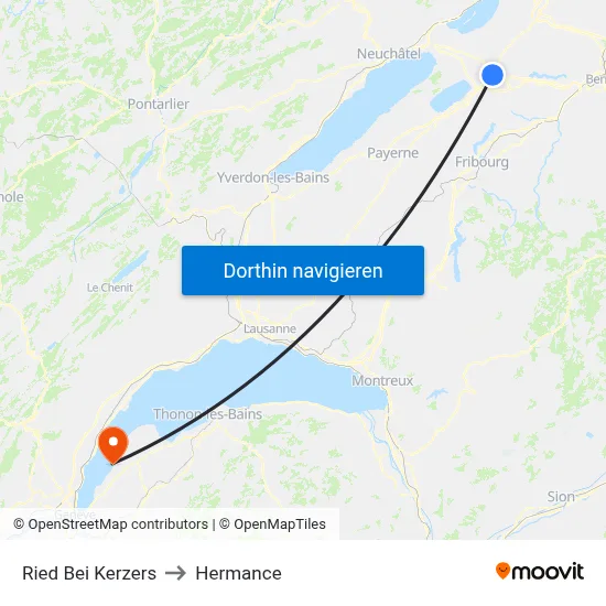 Ried Bei Kerzers to Hermance map
