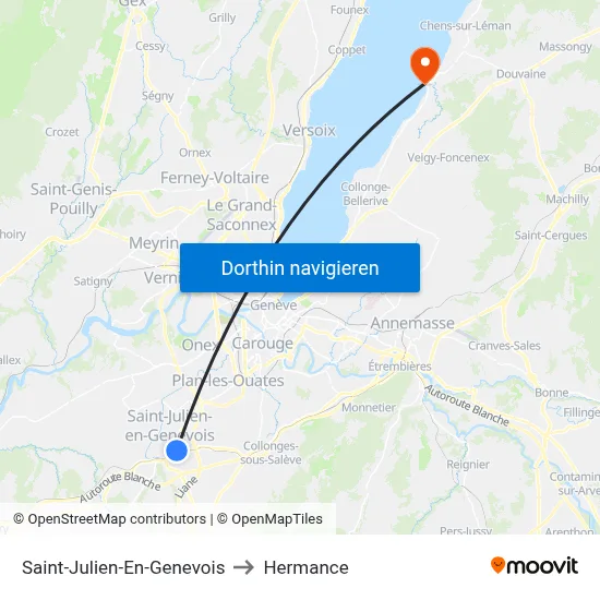 Saint-Julien-En-Genevois to Hermance map