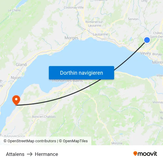 Attalens to Hermance map