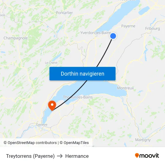 Treytorrens (Payerne) to Hermance map