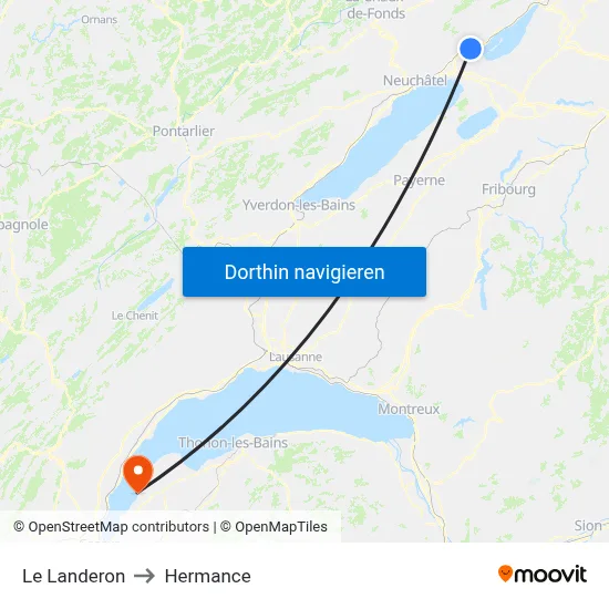 Le Landeron to Hermance map